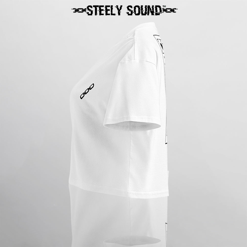 INSTRUCTIONS - STEELY SOUND White Cropped Tee