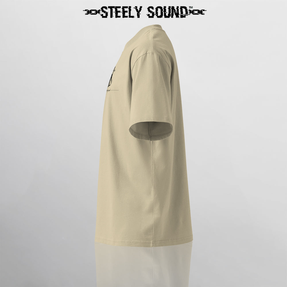 TAGGED25 STEELY SOUND - Beige Oversized Tee