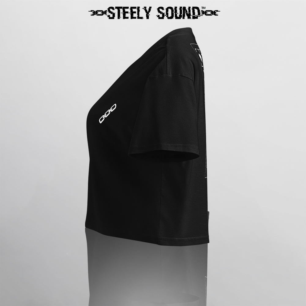 INSTRUCTIONS - STEELY SOUND Black Cropped Tee