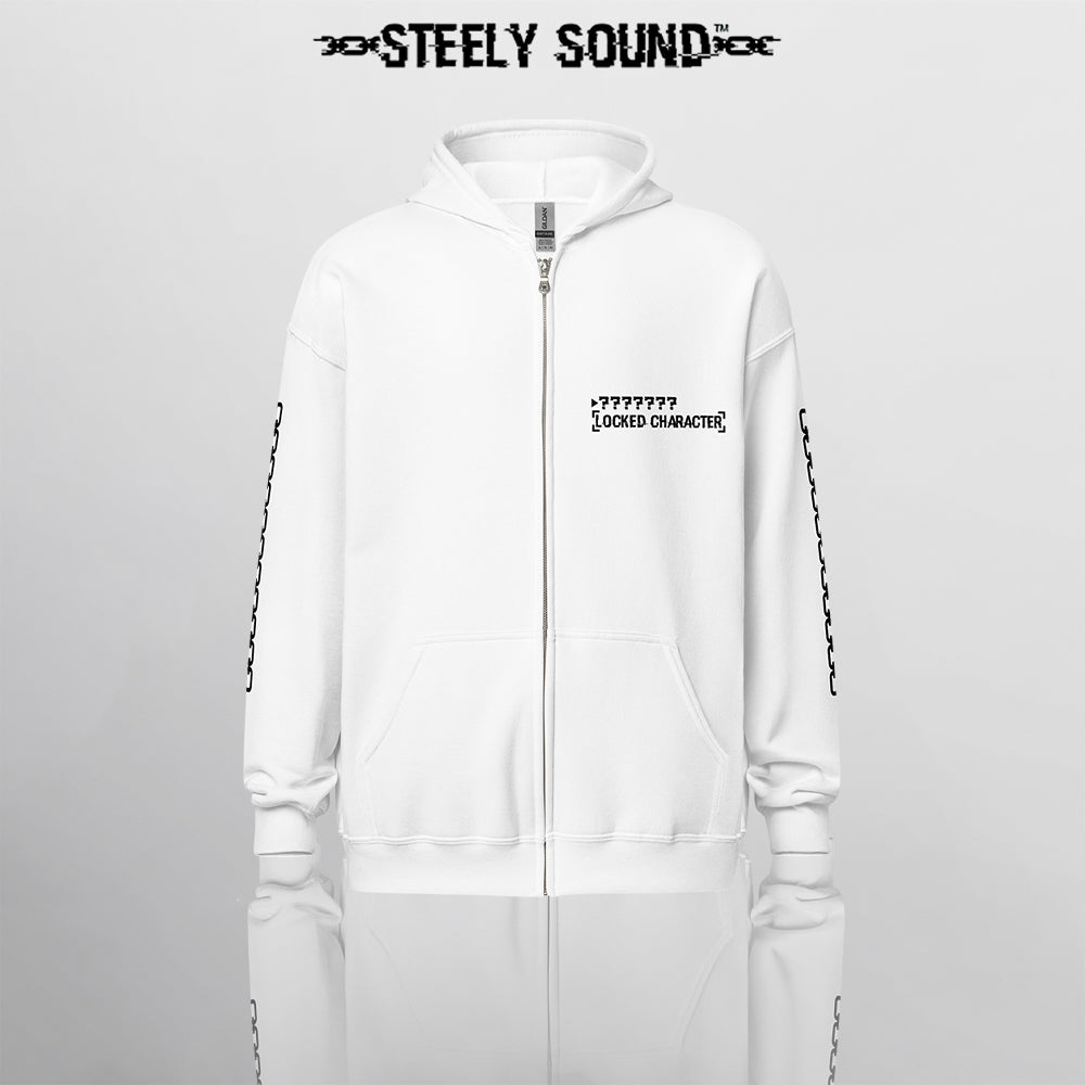 LOCKED CHARACTER - White Zip Hoodie 2.0