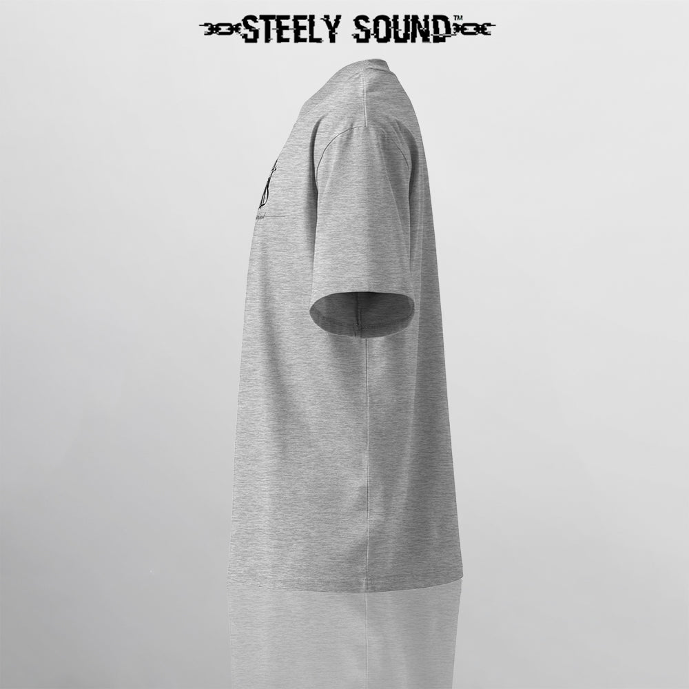TAGGED25 STEELY SOUND - Grey Oversized Tee