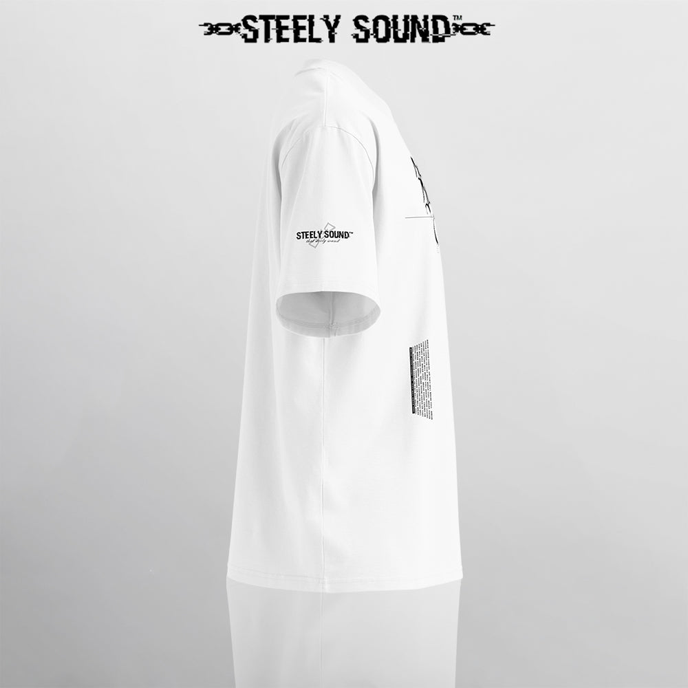 TAGGED25 STEELY SOUND - White Oversized Tee
