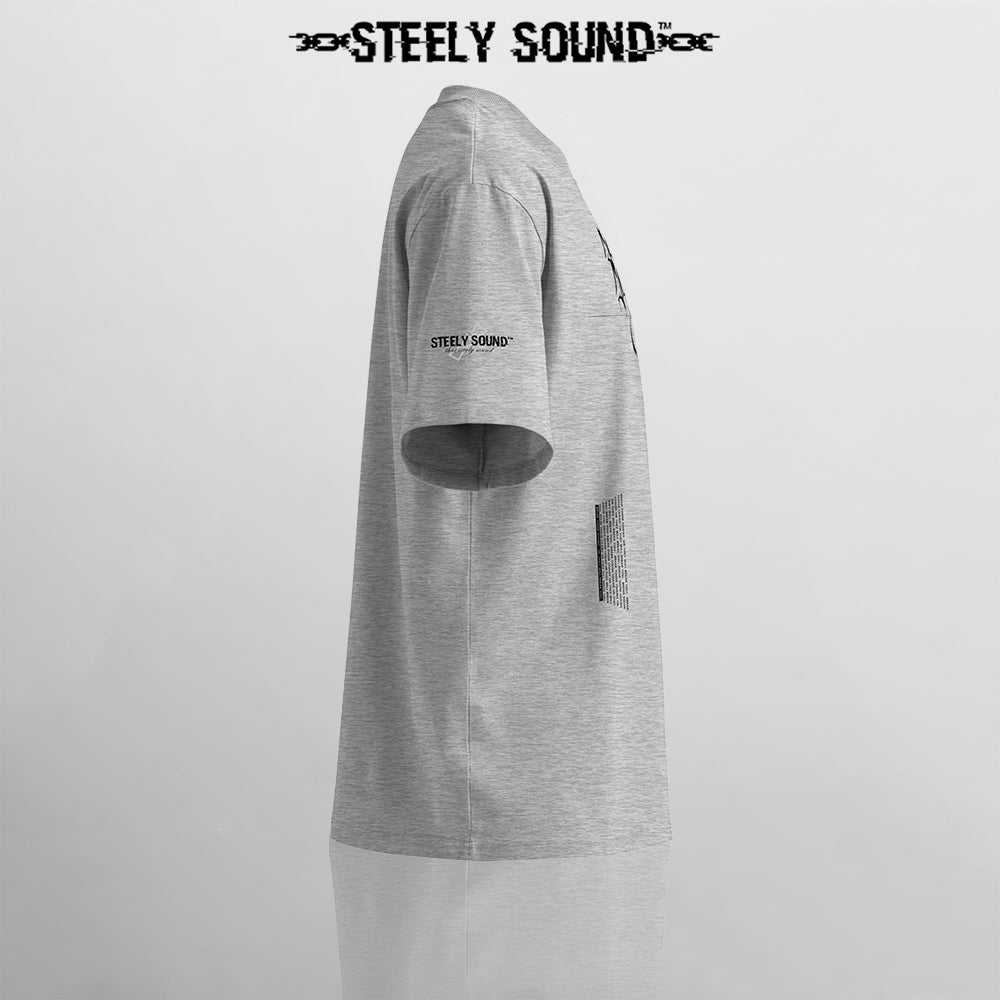 TAGGED25 STEELY SOUND - Grey Oversized Tee