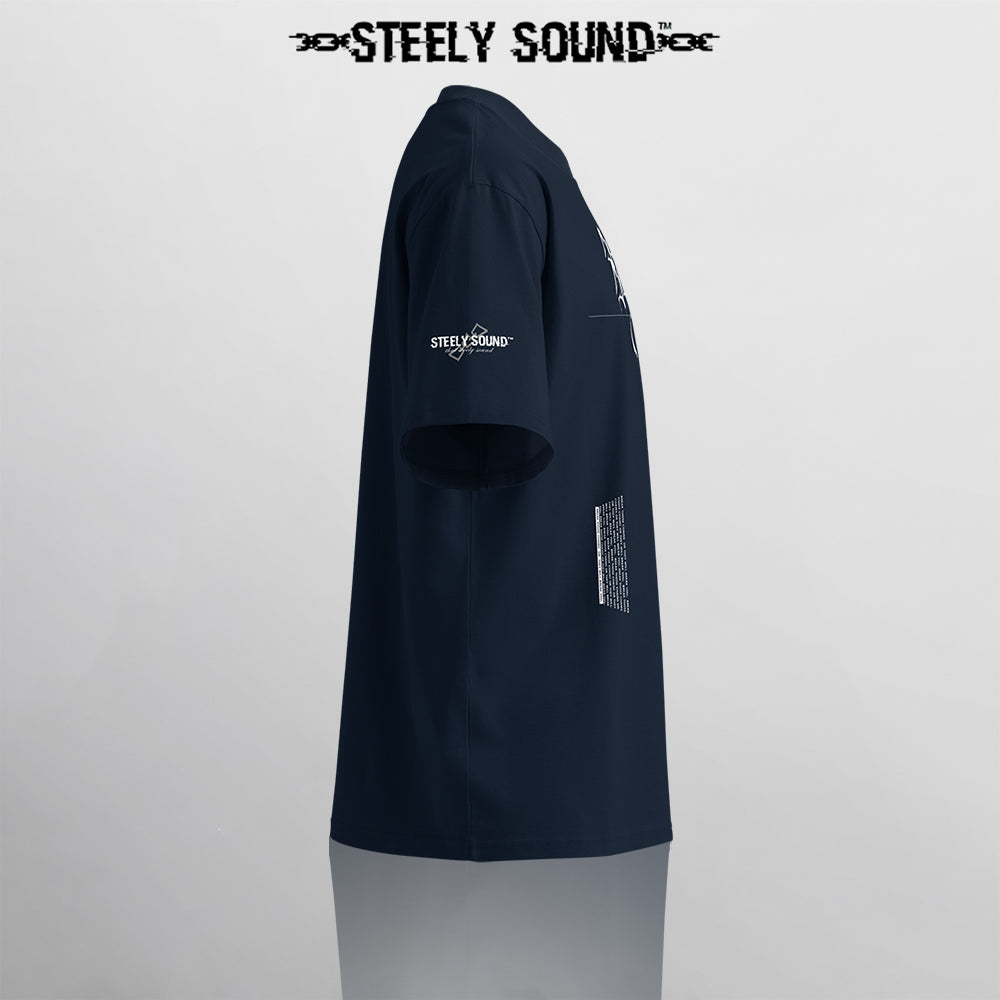 TAGGED25 STEELY SOUND - Navy Oversized Tee