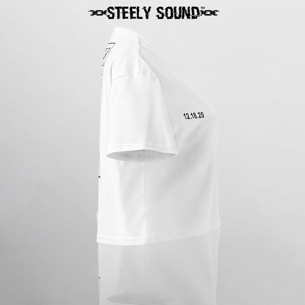 INSTRUCTIONS - STEELY SOUND White Cropped Tee