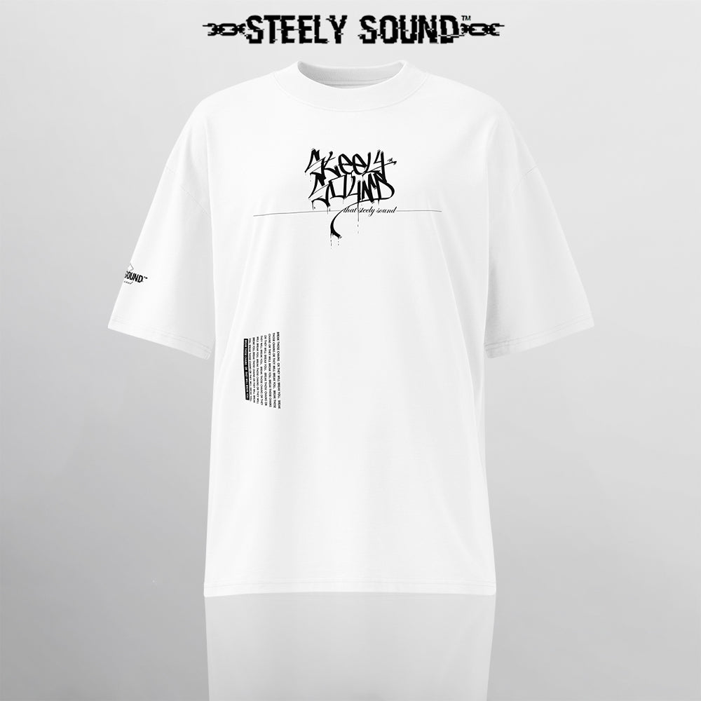TAGGED25 STEELY SOUND - White Oversized Tee