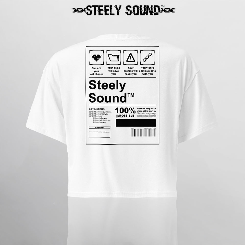 INSTRUCTIONS - STEELY SOUND White Cropped Tee