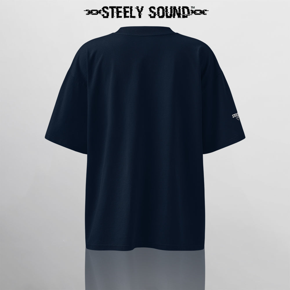 TAGGED25 STEELY SOUND - Navy Oversized Tee