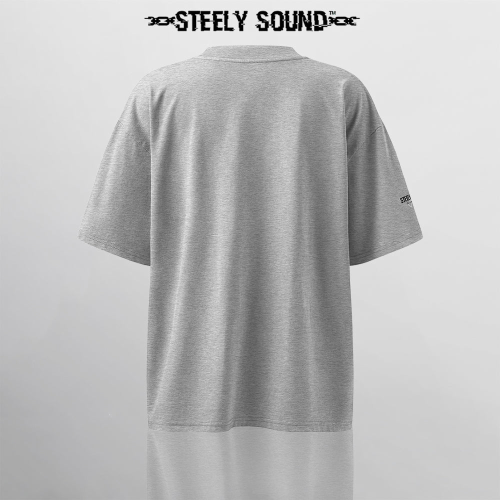 TAGGED25 STEELY SOUND - Grey Oversized Tee