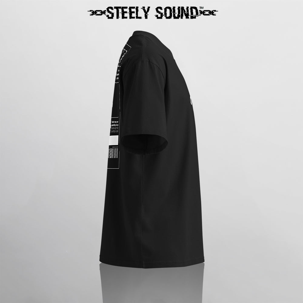 INSTRUCTIONS - STEELY SOUND Black Oversized Tee