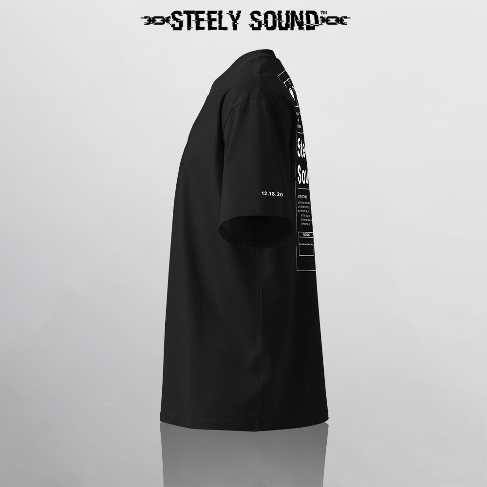 INSTRUCTIONS - STEELY SOUND Black Oversized Tee