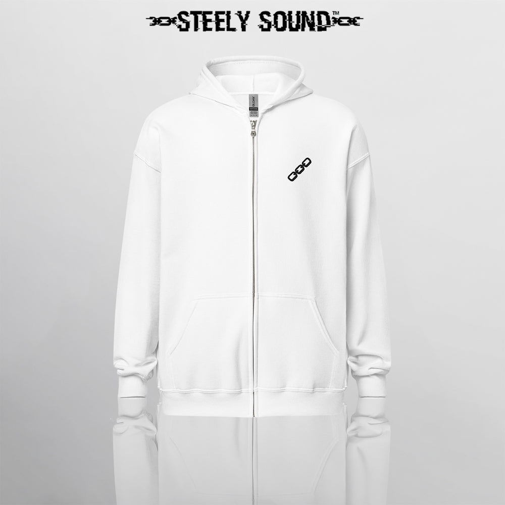 THAT STEELY SOUND - White Zip Hoodie