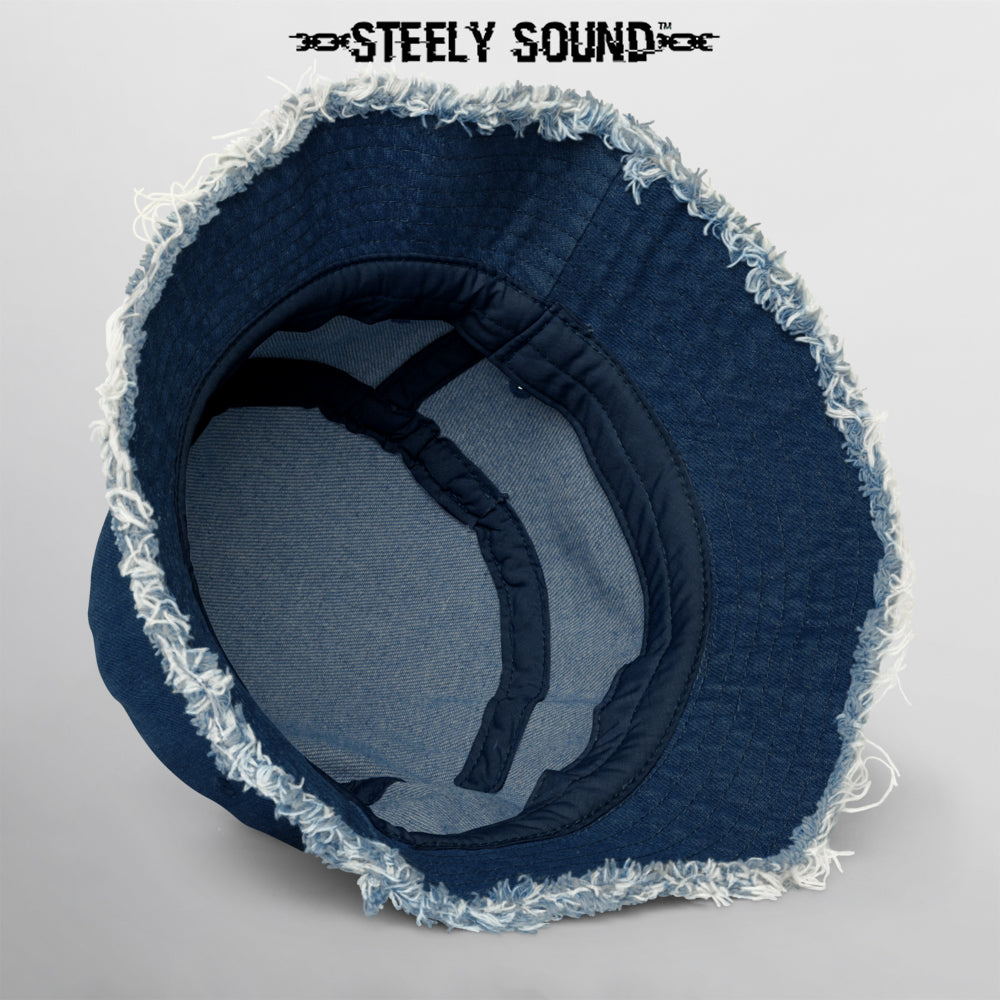 THAT STEELY SOUND - Distressed Dark Denim Bucket Hat