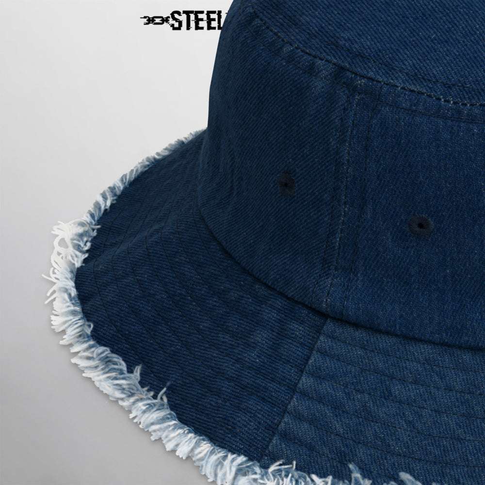 THAT STEELY SOUND - Distressed Dark Denim Bucket Hat