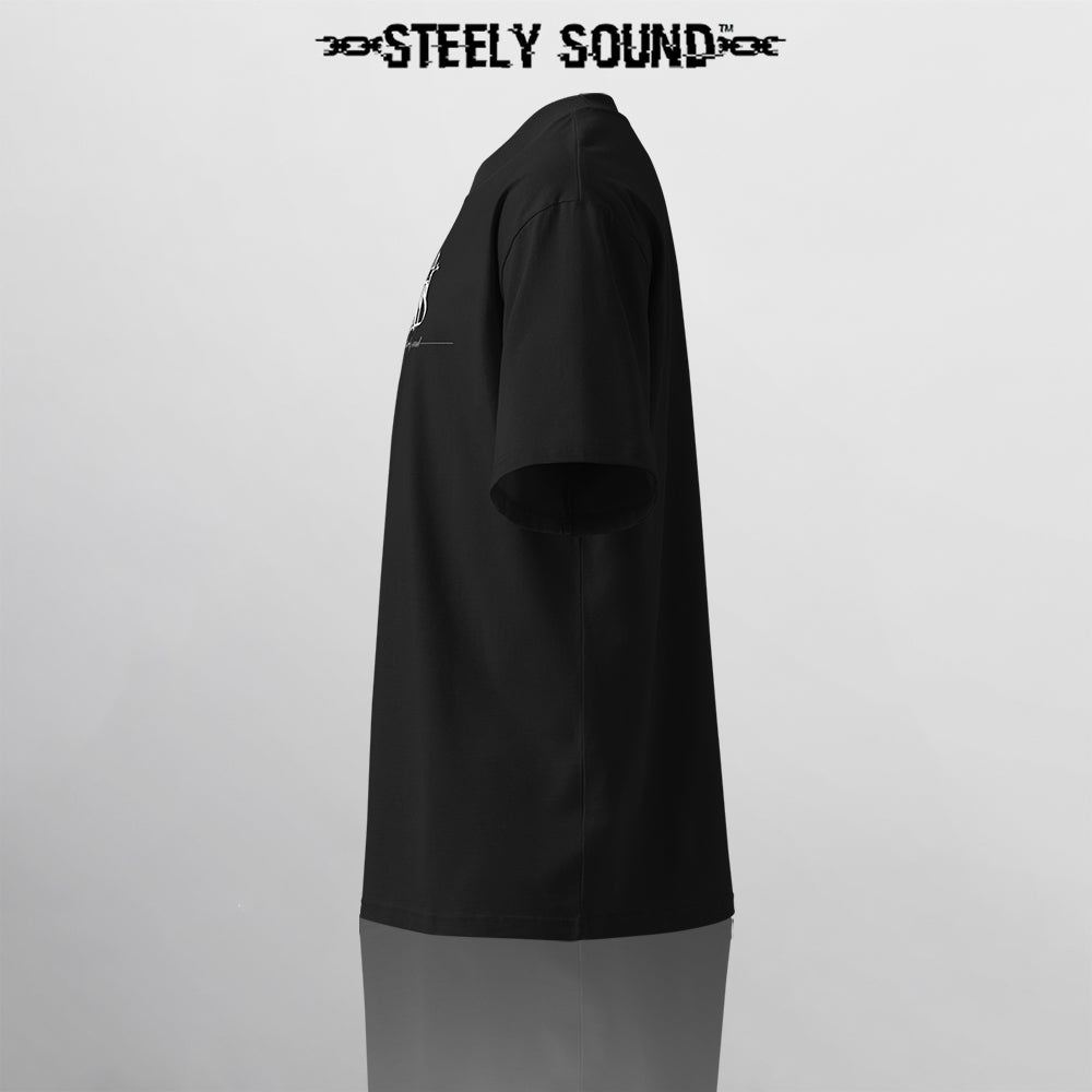 TAGGED25 STEELY SOUND - Black Oversized Tee