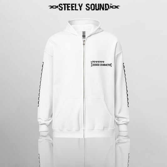 LOCKED CHARACTER - White Zip Hoodie 2.0