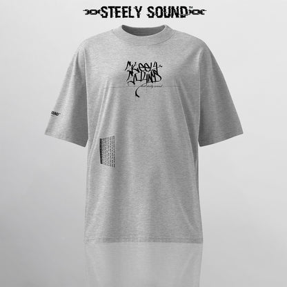 TAGGED25 STEELY SOUND - Grey Oversized Tee