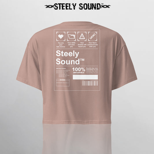 INSTRUCTIONS - STEELY SOUND Heather Pink Cropped Tee