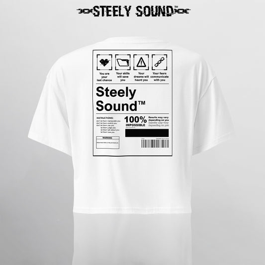 INSTRUCTIONS - STEELY SOUND White Cropped Tee