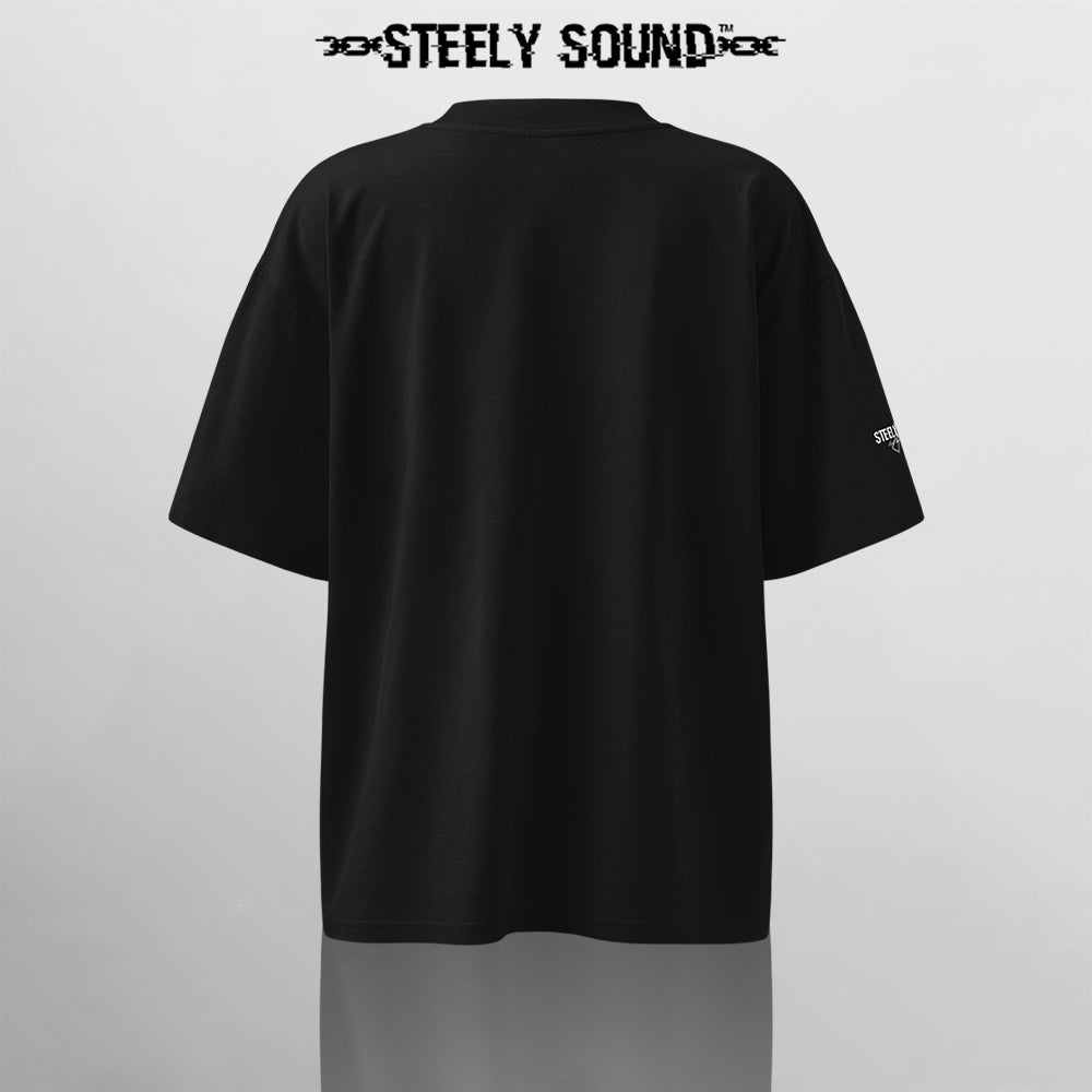 TAGGED25 STEELY SOUND - Black Oversized Tee