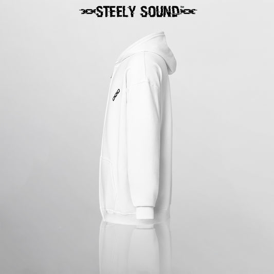 THAT STEELY SOUND - White Zip Hoodie