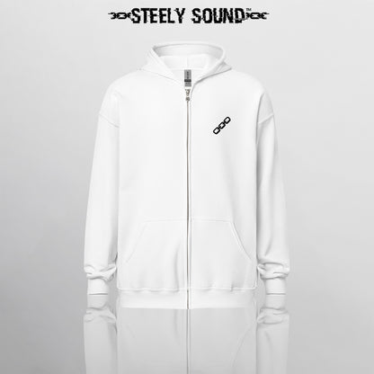 THAT STEELY SOUND - White Zip Hoodie