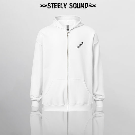 THAT STEELY SOUND - White Zip Hoodie