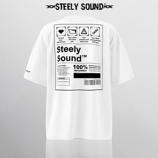 INSTRUCTIONS - STEELY SOUND White Oversized Tee