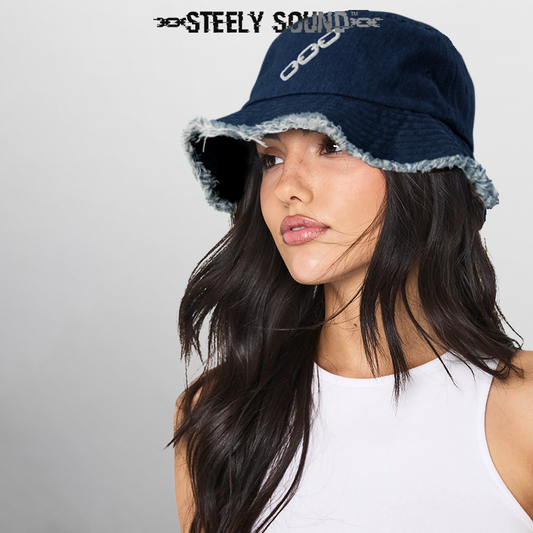 THAT STEELY SOUND - Distressed Dark Denim Bucket Hat