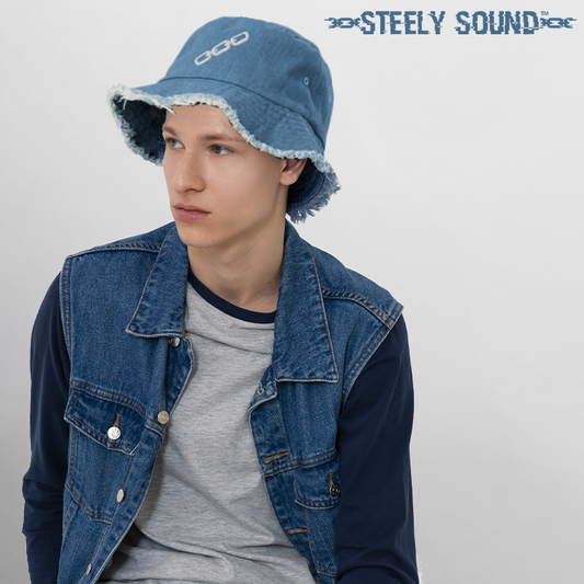 THAT STEELY SOUND - Distressed Light Denim Bucket Hat